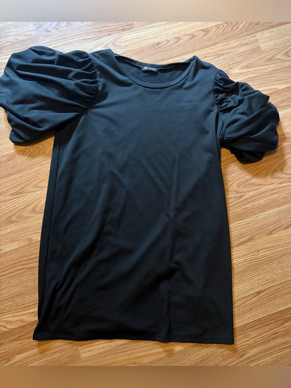 Black Puff-Sleeve Tunic Top - Women's